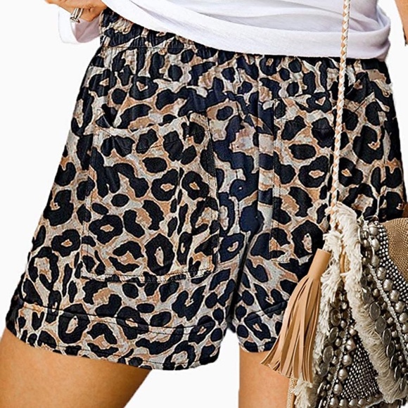 Leopard Drawstring Elastic Waist with Pockets - Picture 2 of 2